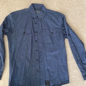Mens blue CCS Casual Button Down Shirt